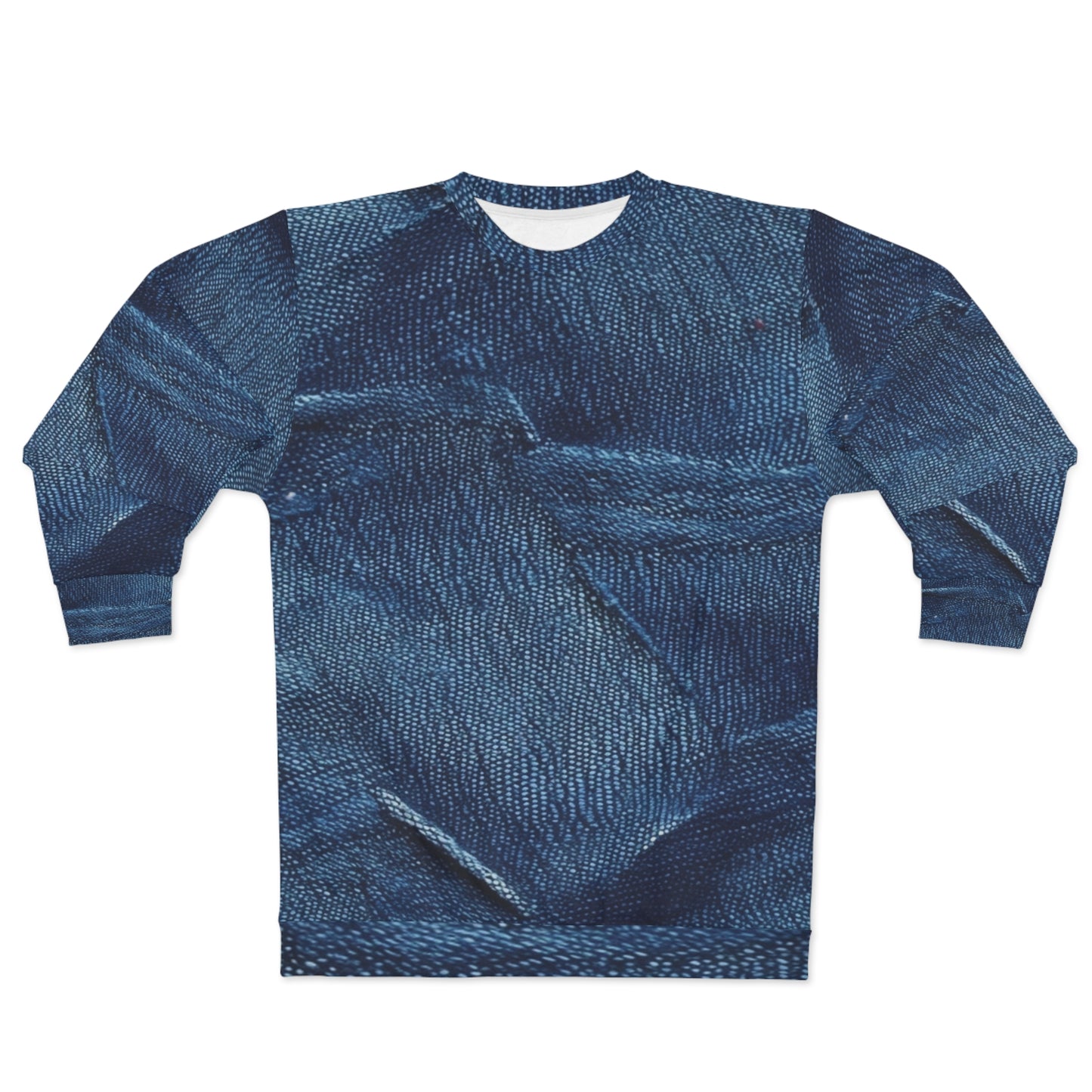 Dark Blue: Distressed Denim-Inspired Fabric Design - Unisex Sweatshirt (AOP)