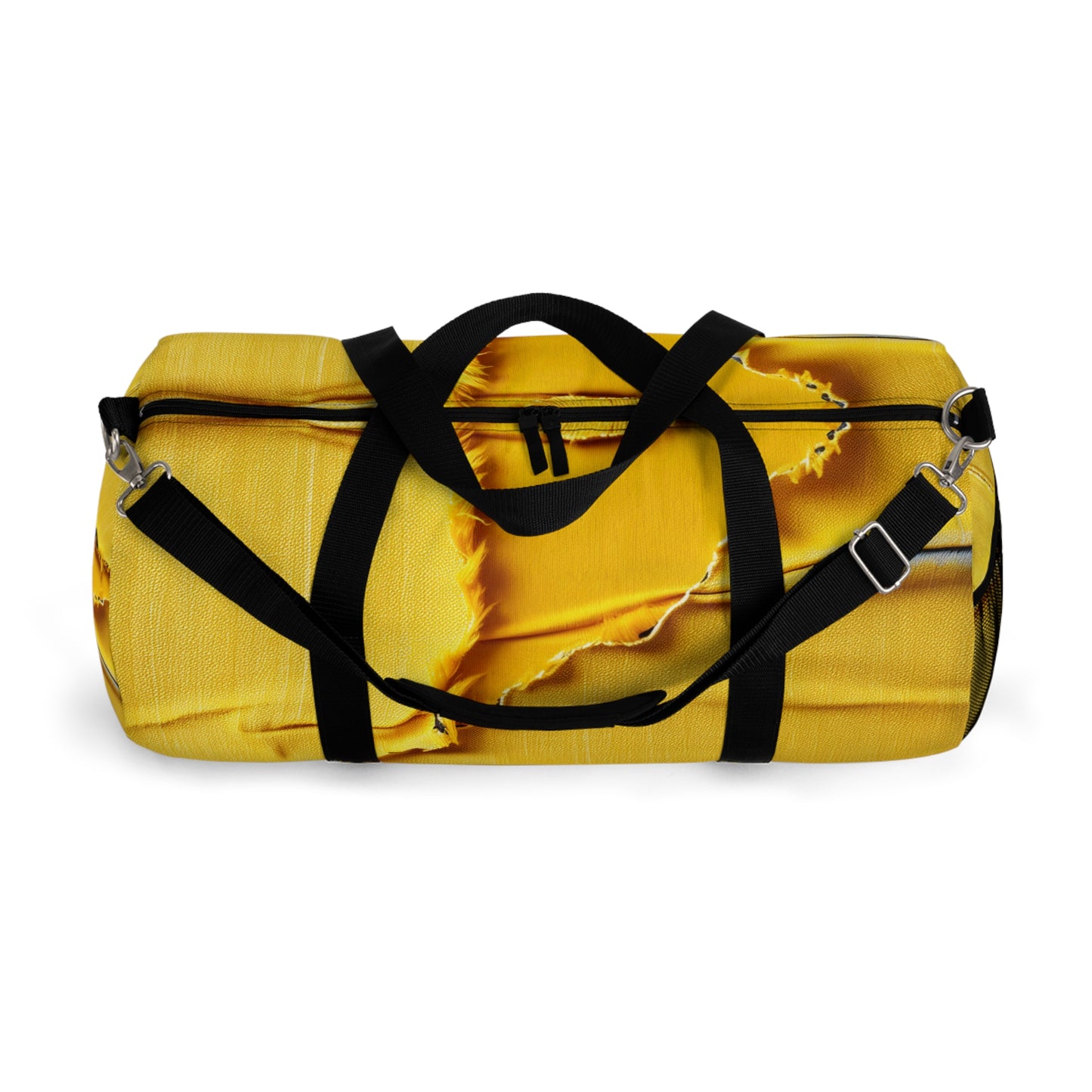 Banana Yellow Lemon: Bold Distressed, Denim-Inspired Fabric - Duffel Bag