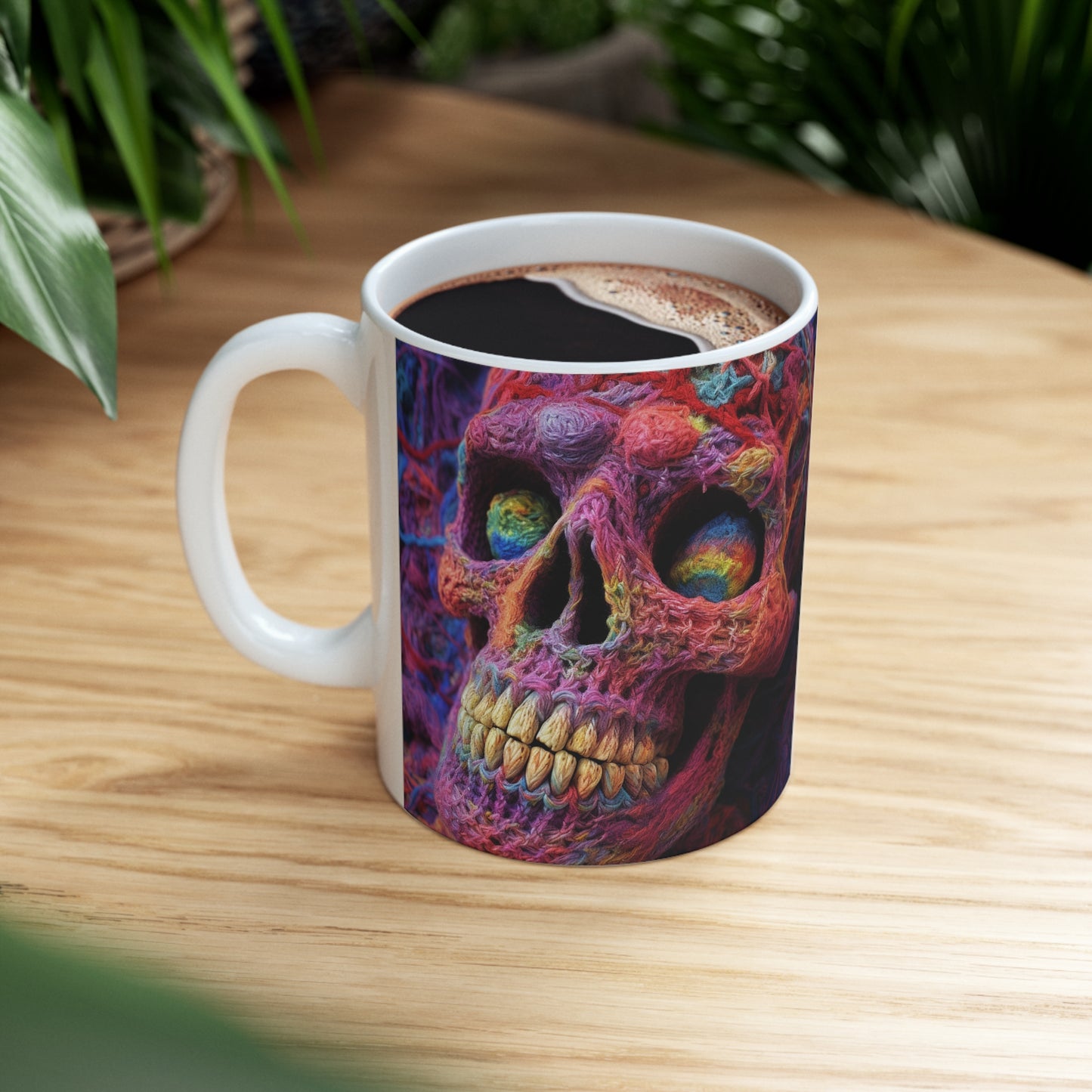 Crochet Skeleton Skull Halloween -Ceramic Mug 11oz