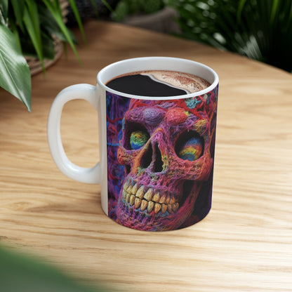 Crochet Skeleton Skull Halloween -Ceramic Mug 11oz