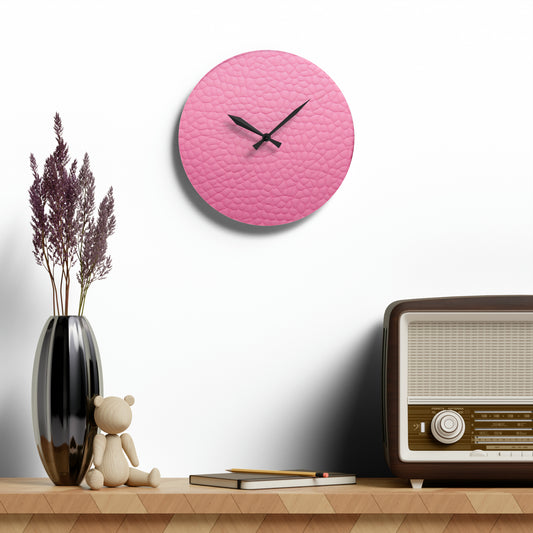 Pink Leather Design - Acrylic Wall Clock