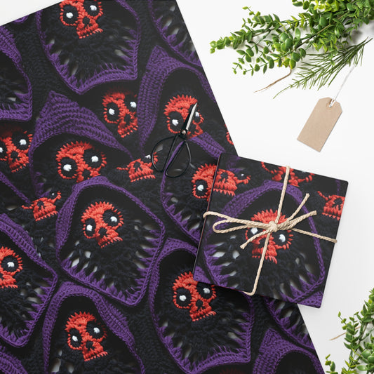 Grim Reaper Crochet Halloween Fright Scare Ghoul Fantasy Horror - Wrapping Paper