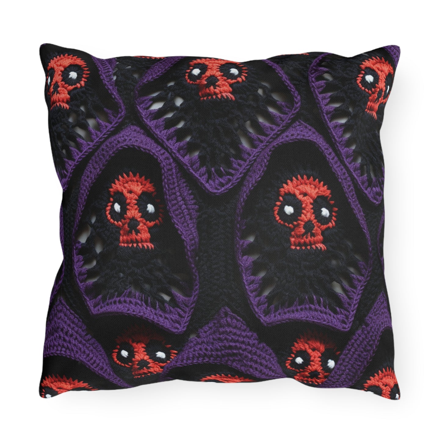 Grim Reaper Crochet Halloween Fright Scare Ghoul Fantasy Horror - Outdoor Pillows