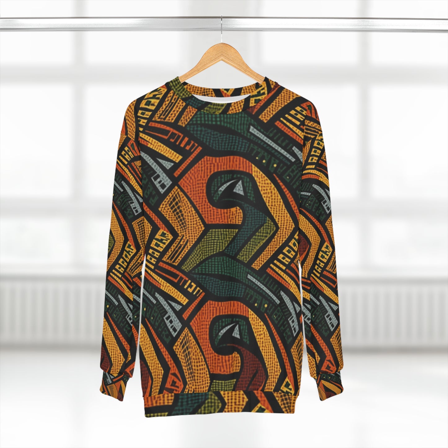 1960-1970s Style African Ornament Textile - Bold, Intricate Pattern - Unisex Sweatshirt (AOP)