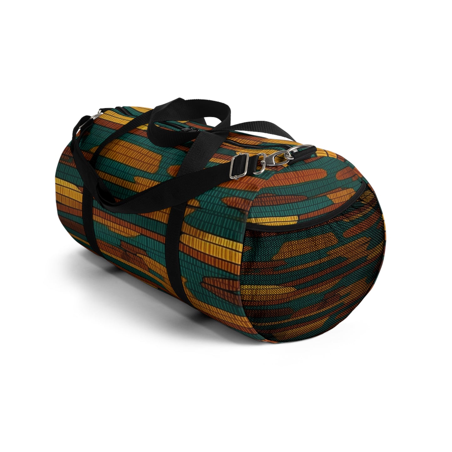 Teal & Dark Yellow Maya 1990's Style Textile Pattern - Intricate, Texture-Rich Art - Duffel Bag