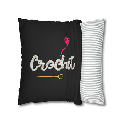 Crochet Love Gift - Heartfelt Fabric Fashion Collector Style - Spun Polyester Square Pillow Case