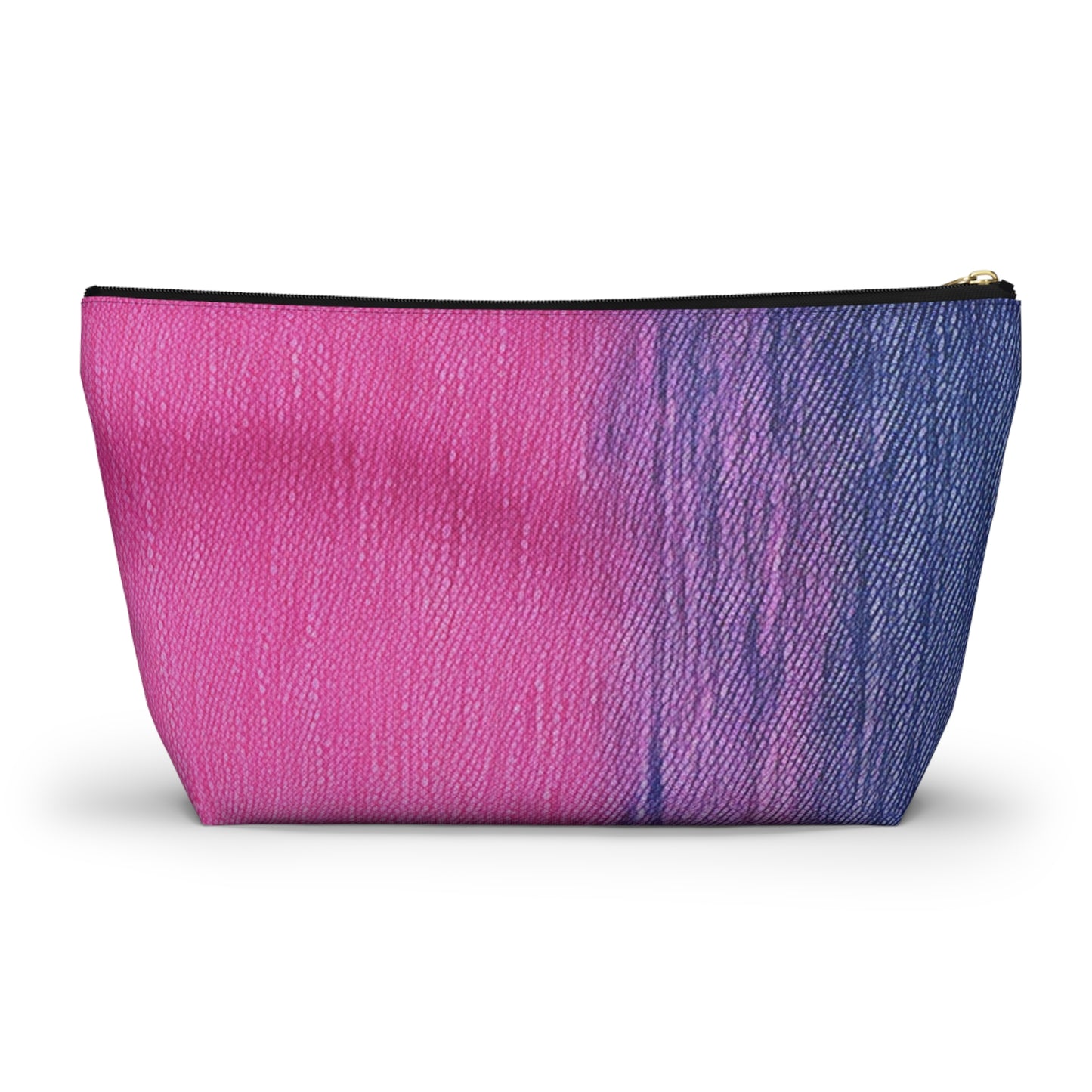 Dual Delight: Half-and-Half Pink & Blue Denim Daydream - Accessory Pouch w T-bottom