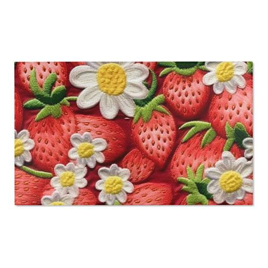 Diseño de bordado de fresas y fresas - Fruta dulce de bayas rojas frescas - Alfombras de área