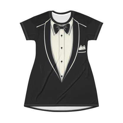 Esmoquin para mujer: despedida de soltera, despedida de soltera, regalo de cumpleaños - Vestido camiseta (AOP)