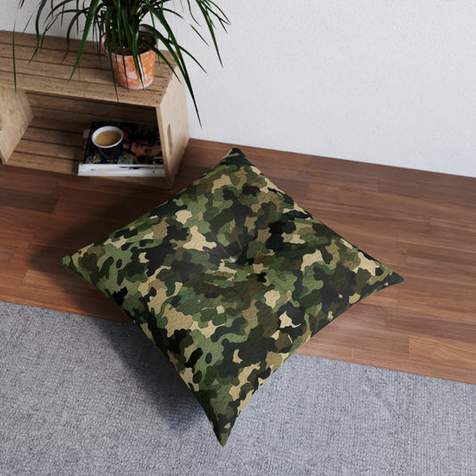 Classic Camo | Camouflage Wrap | Traditional Camo - Tufted Floor Pillow, Square