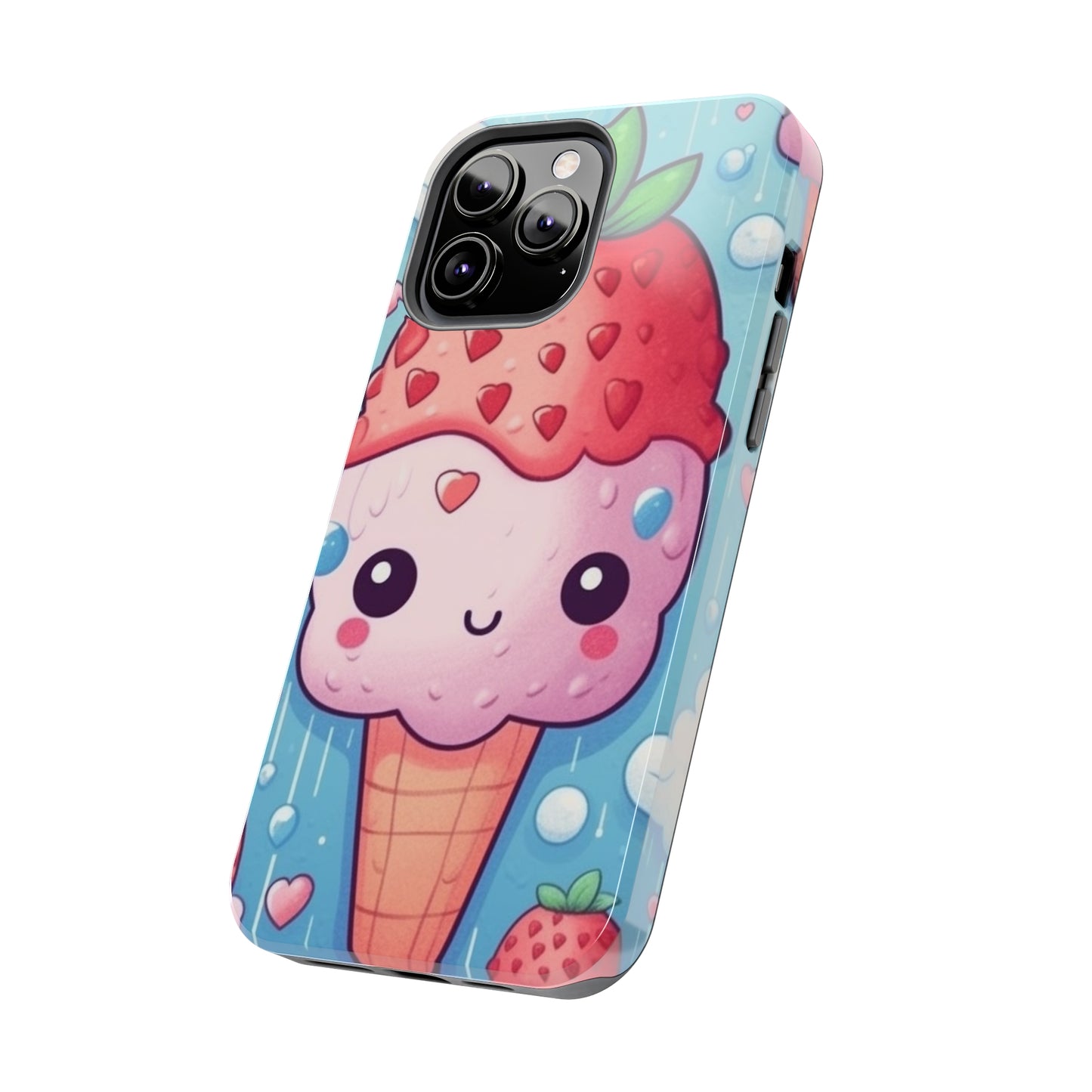 Kawaii Strawberry Sundae Cone - Traditional Japanese Anime Dessert Delight - Sweet Berry Otaku Gift - Tough Phone Cases