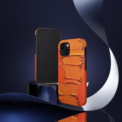 Fiery Citrus Orange: Edgy Distressed, Denim-Inspired Fabric - Tough Phone Cases