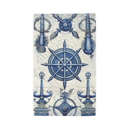 Nautical Theme Art - Anchors, Ropes, Compass - Dobby Rug