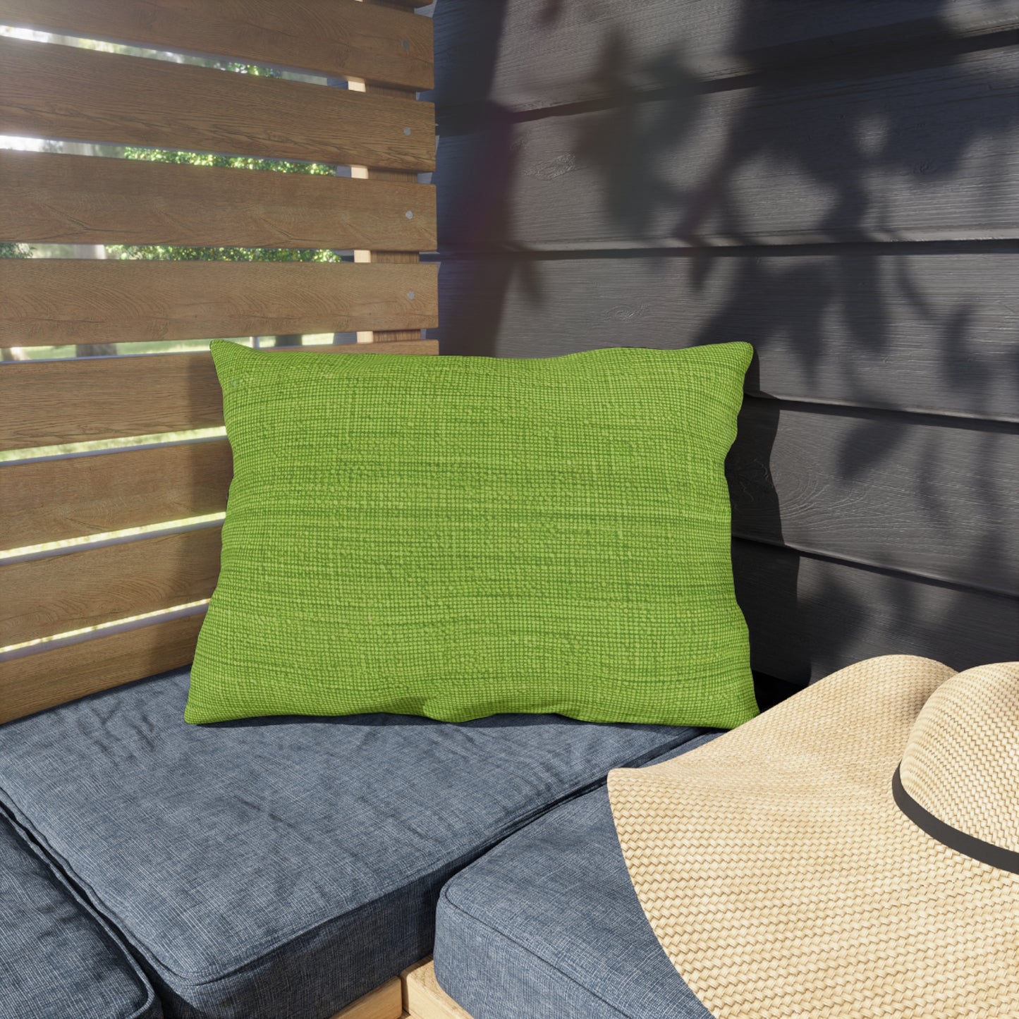 Lush Grass Neon Green: Denim-Inspired, Springtime Fabric Style - Outdoor Pillows