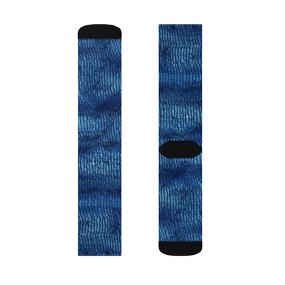 Blue Spectrum: Denim-Inspired Fabric Light to Dark -Sublimation Socks