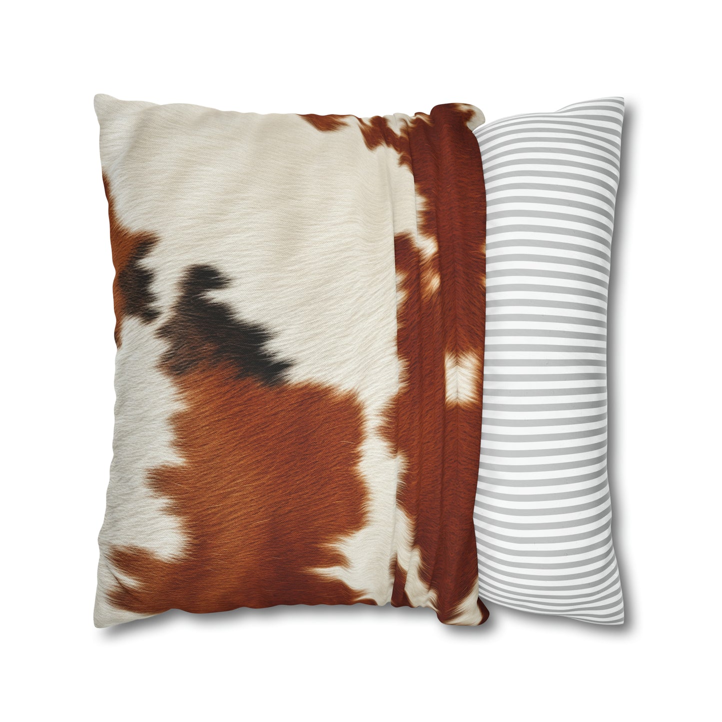 Hair Cowhide Leather Natural Design Tough Durable Rugged Style - Spun Polyester Square Pillow Case