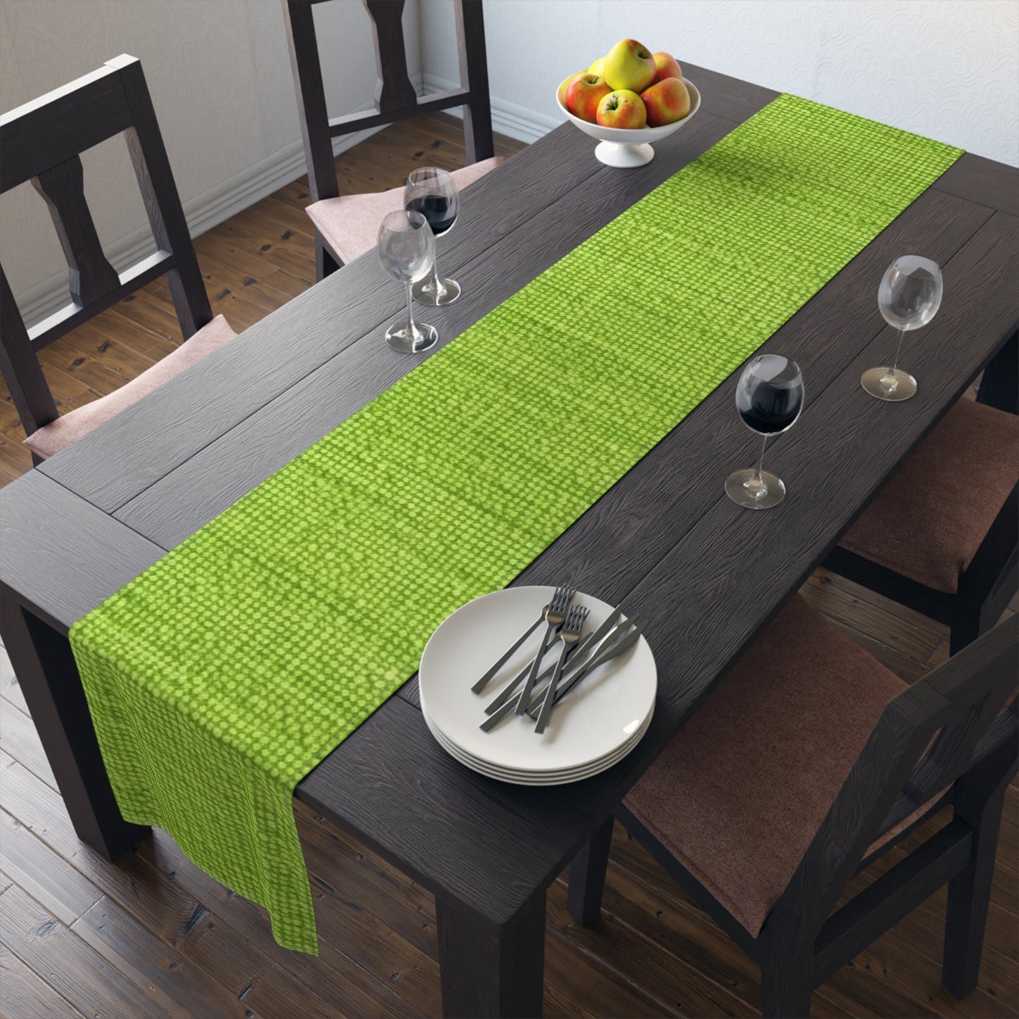 Lush Grass Neon Green: Denim-Inspired, Springtime Fabric Style - Table Runner (Cotton, Poly)