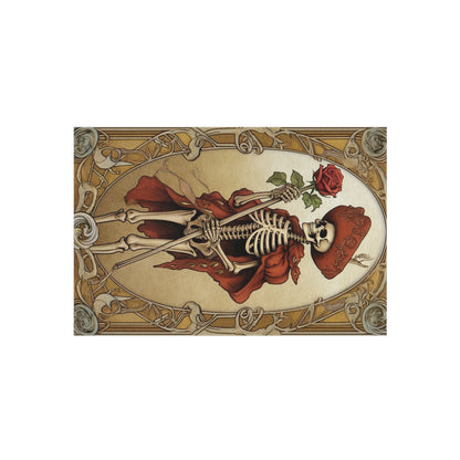 Death Card Tarot - Skeleton, Rose, and Transformation Journey - Outdoor Rug