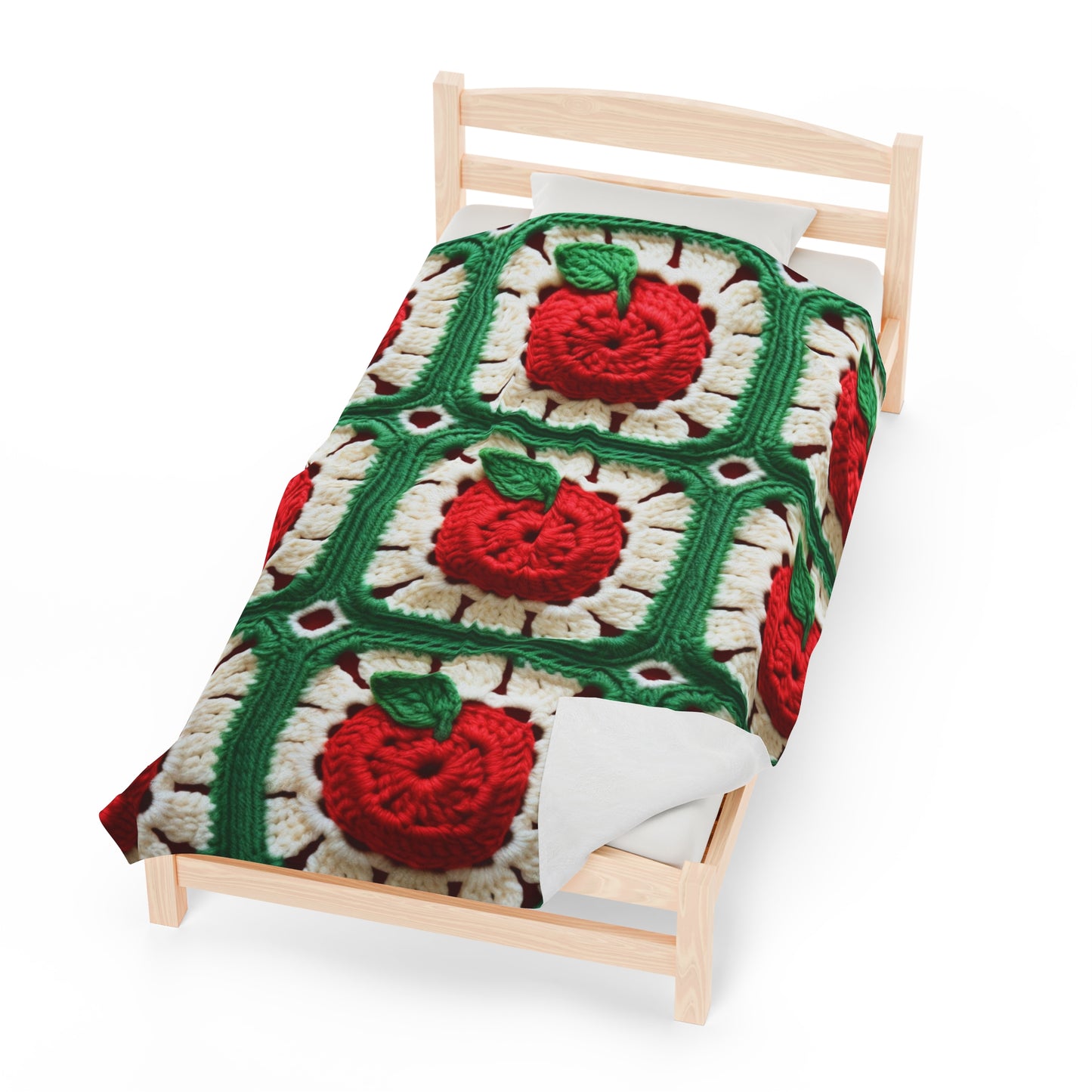 Apple Granny Square Crochet Pattern: Wild Fruit Tree, Delicious Red Design - Velveteen Plush Blanket