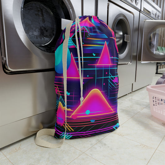 80s Synthwave Retro-Futuristic Inspired Pattern Design Laundry Bag