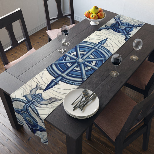 Nautical Theme Art - Anchors, Ropes, Compass Table Runner (Cotton, Poly)