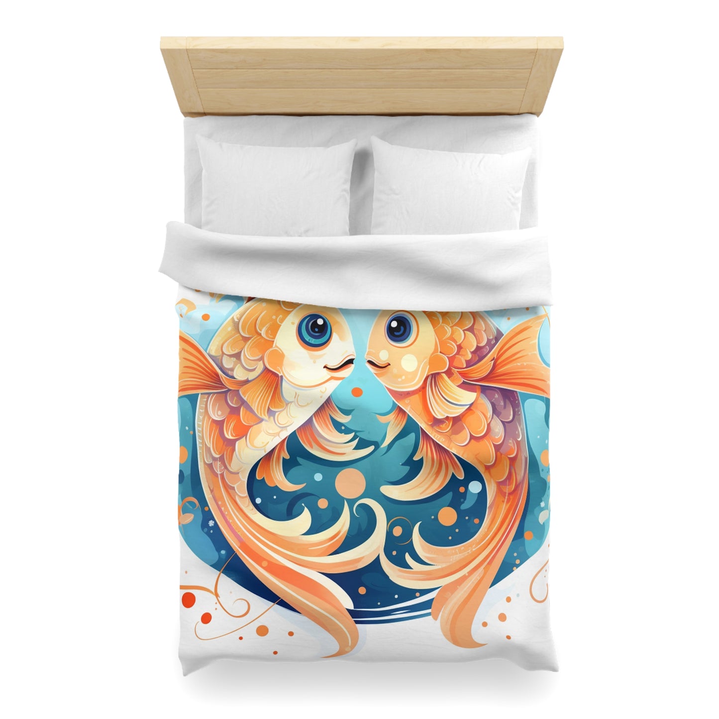 Charming Cartoon Fish Pisces - Dreamy Zodiac Illustration - Microfiber Duvet Cover