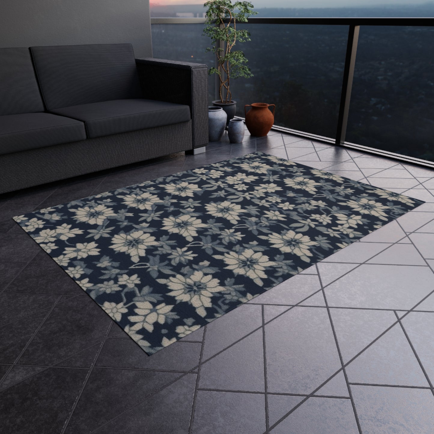 Cassidy-Inspired Floral Indoor/Outdoor Rug - Large, Washable Area Rugs or Door Mat