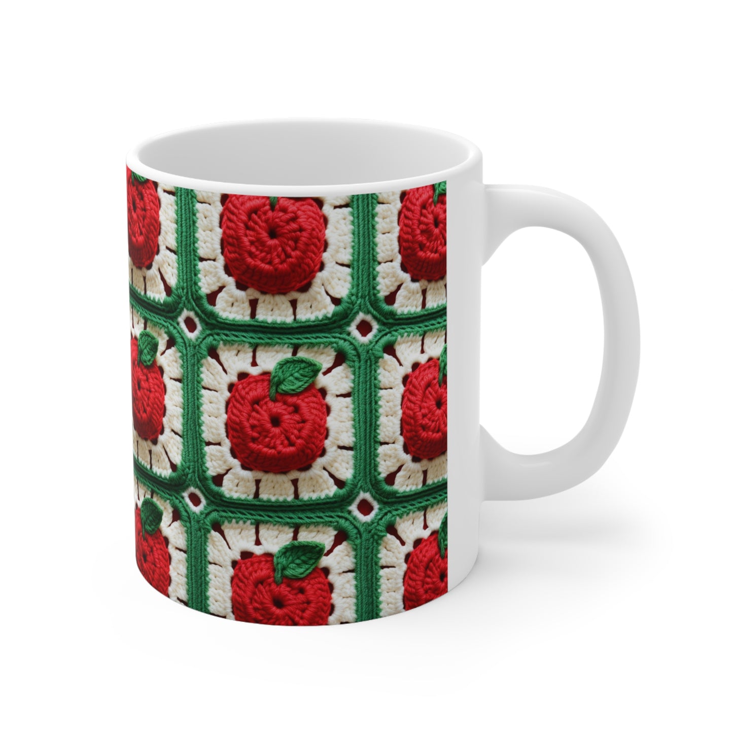 Apple Granny Square Crochet Pattern: Wild Fruit Tree, Delicious Red Design - Ceramic Mug 11oz