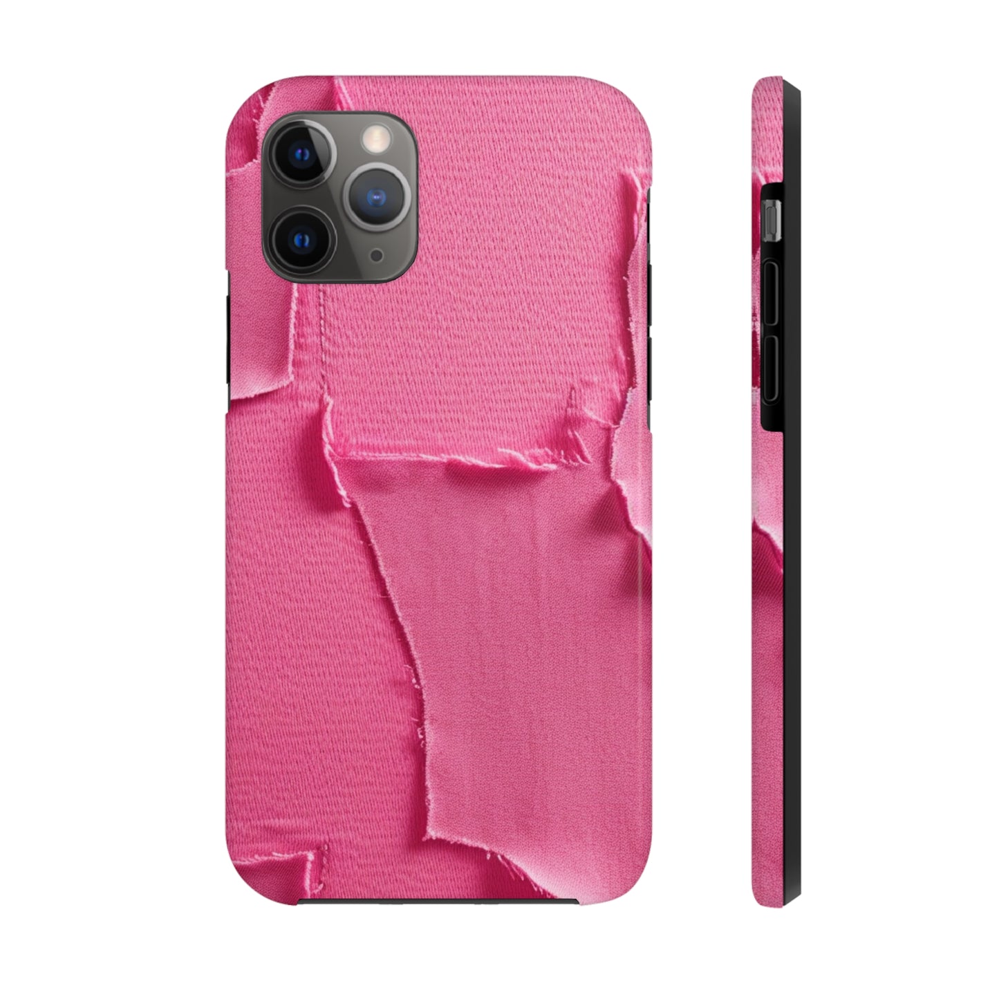 Distressed Neon Pink: Edgy, Ripped Denim-Inspired Doll Fabric - Tough Phone Cases