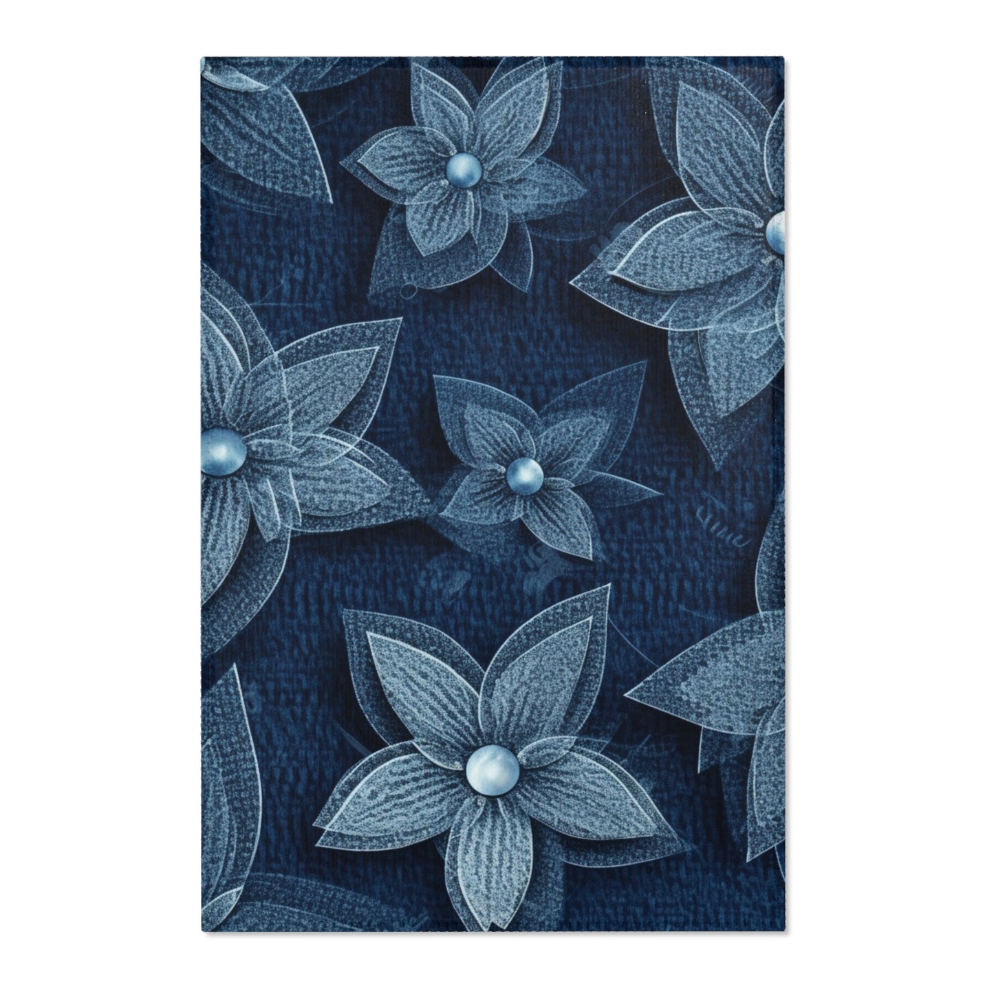 Hawaiian Flower Design - Denim-Inspired Decor Piece - Area Rugs