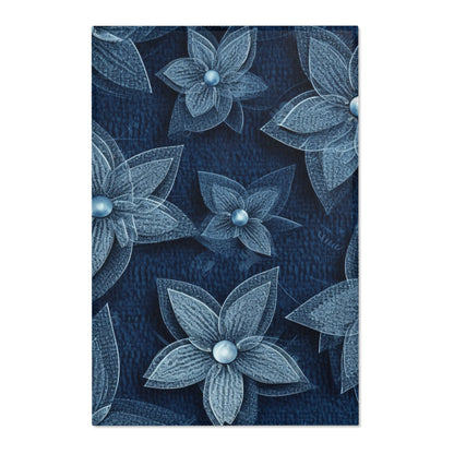 Hawaiian Flower Design - Denim-Inspired Decor Piece - Area Rugs