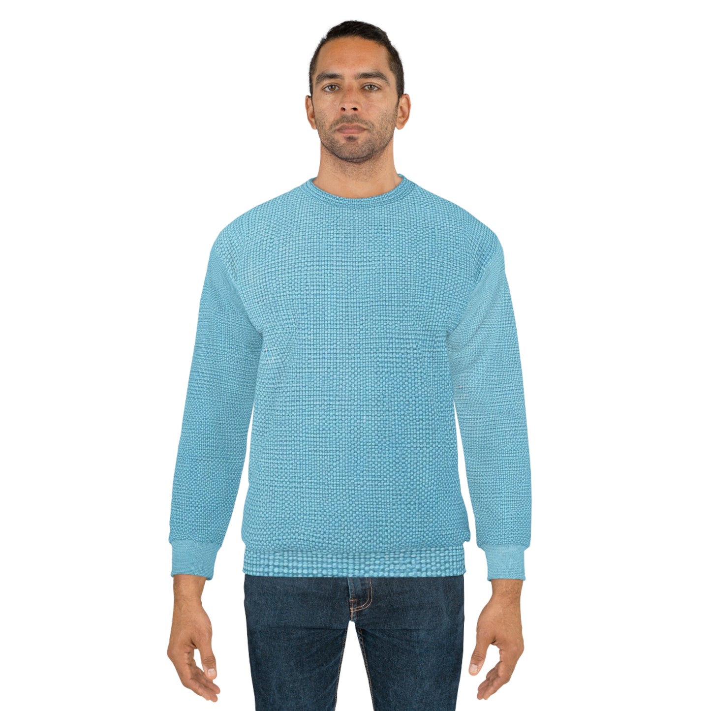 Bright Aqua Teal: Denim-Inspired Refreshing Blue Summer Fabric - Unisex Sweatshirt (AOP)