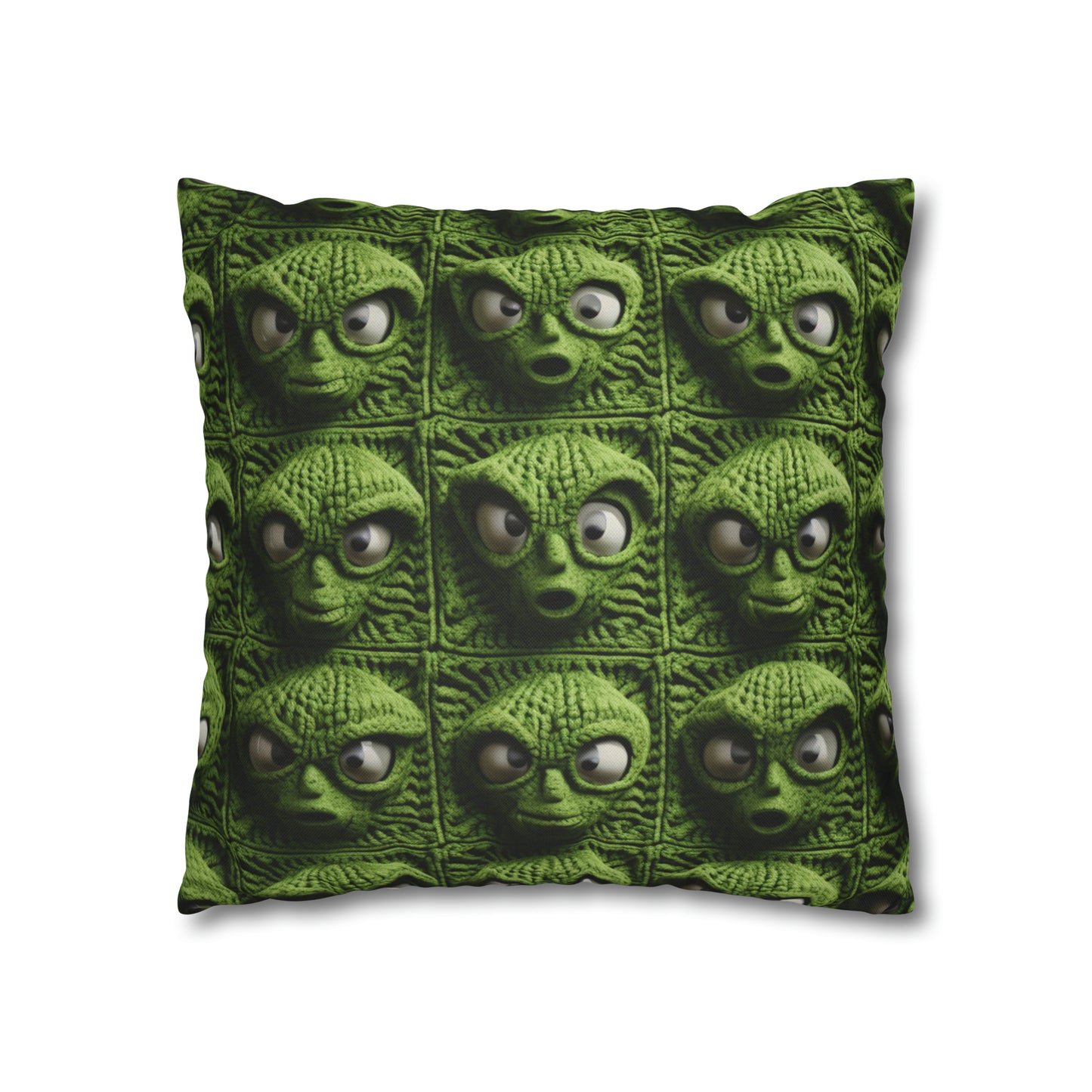 Alien Granny Square Crochet - Galacitc Space Sci fi Fantasy Theme - Spun Polyester Square Pillow Case