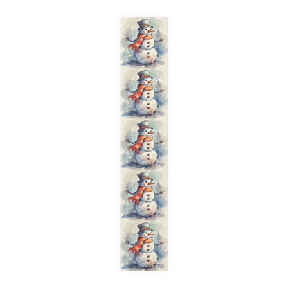 Frosty Winter Snowman Christmas - Table Runner (Cotton, Poly)