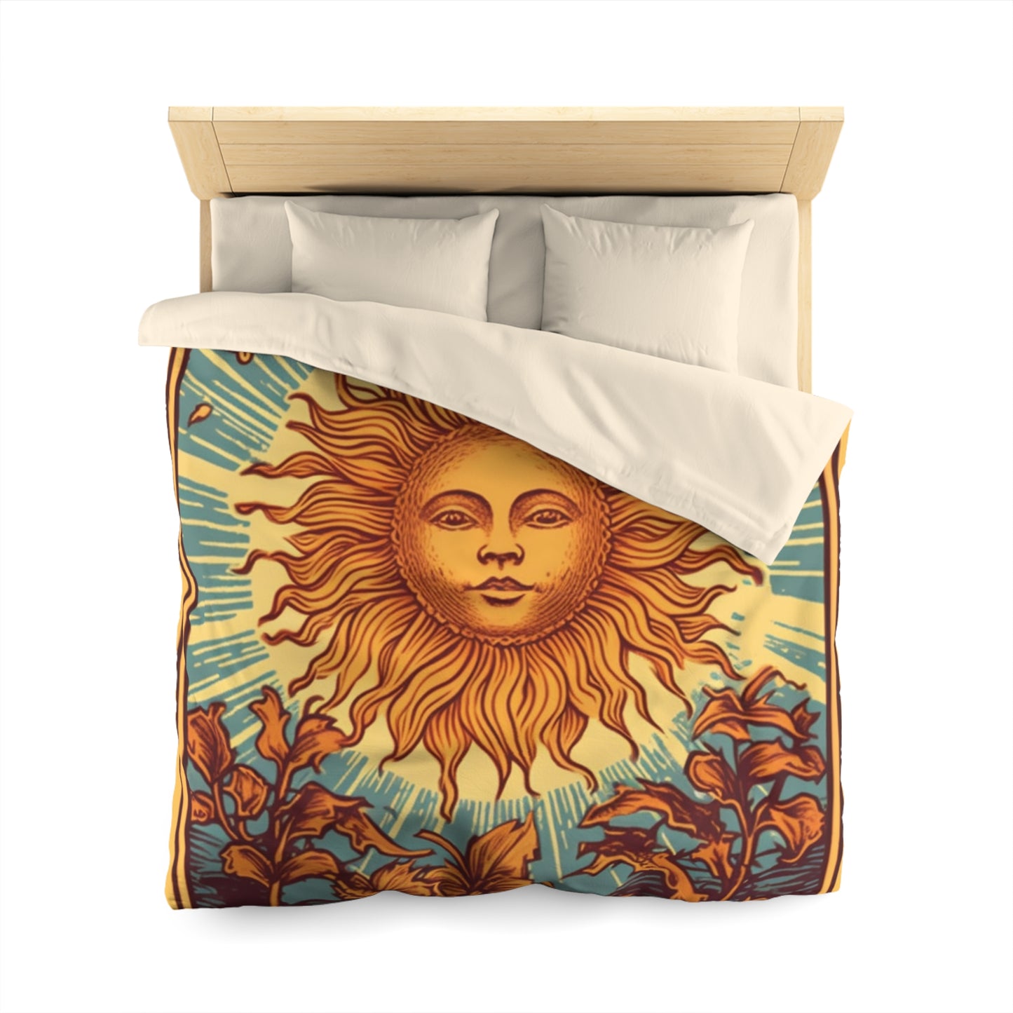 Sun Tarot Card Symbol of Growth, Life, and Radiance - Microfiber Duvet Cover