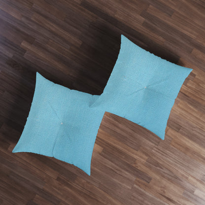 Bright Aqua Teal: Denim-Inspired Refreshing Blue Summer Fabric - Tufted Floor Pillow, Square