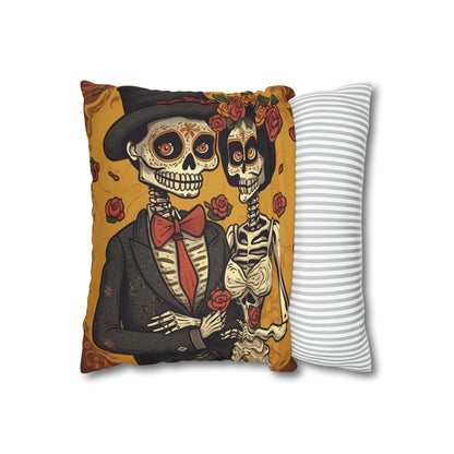 Halloween Wedding Marriage, Bride & Groom - Forever Soulmates - Spun Polyester Square Pillow Case