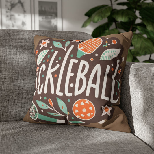 Pickleball Boho Graphic - Regalo deportivo - Funda de almohada cuadrada de poliéster hilado 