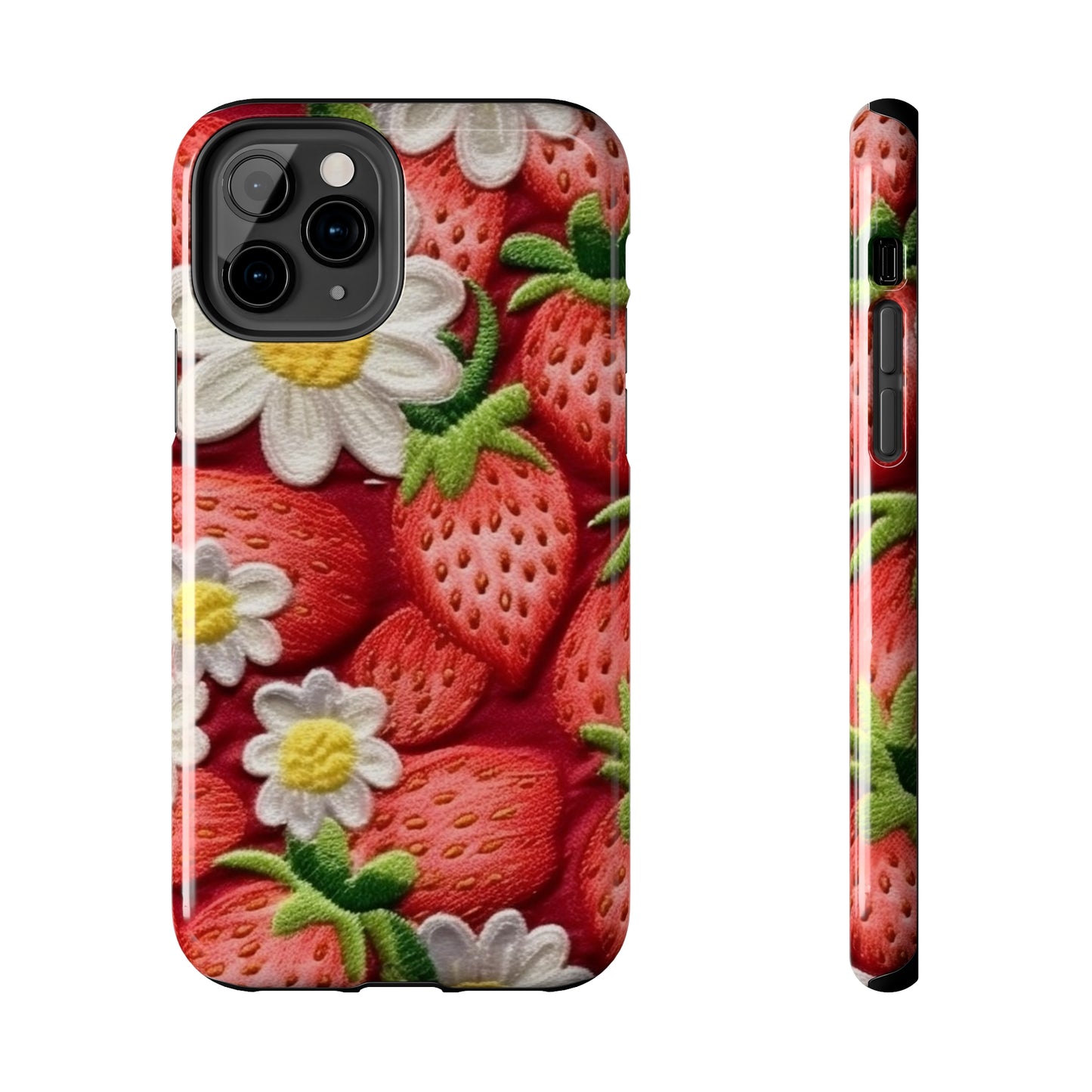 Strawberry Strawberries Embroidery Design - Fresh Pick Red Berry Sweet Fruit - Tough Phone Cases