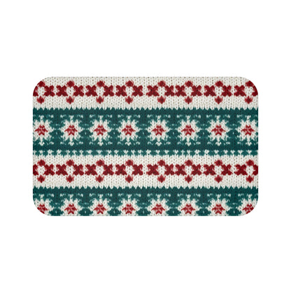 Christmas Knit Crochet Holiday, Festive Yuletide Pattern, Winter Season - Bath Mat