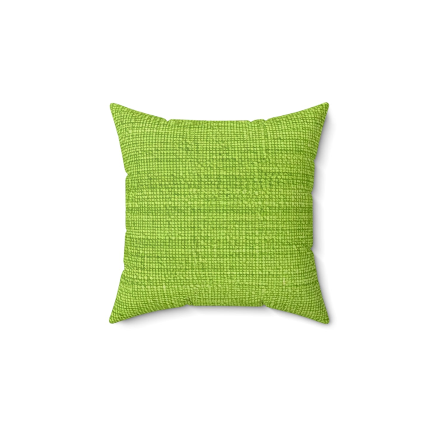 Verde neón de hierba exuberante: estilo de tela primaveral inspirado en la mezclilla - Almohada cuadrada de poliéster hilado