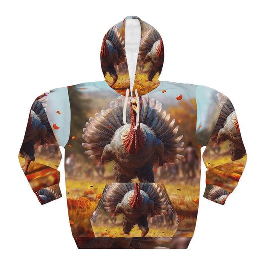 Thanksgiving Trot Turkey Run Athlete Sprint Racer Holiday Feast Dinner - Unisex Pullover Hoodie (AOP)