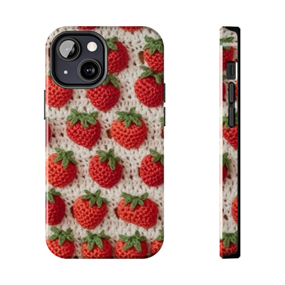 Strawberry Traditional Japanese, Crochet Craft, Fruit Design, Red Berry Pattern - Tough Phone Cases