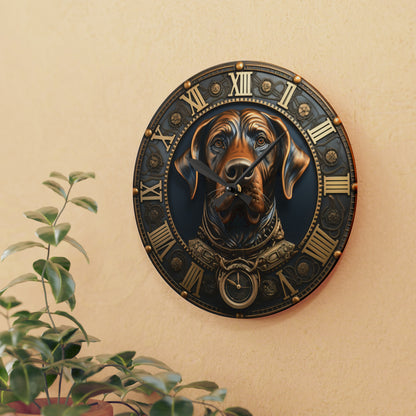 Dog Bronze Copper Steampunk Design, Acrylic Wall Clock