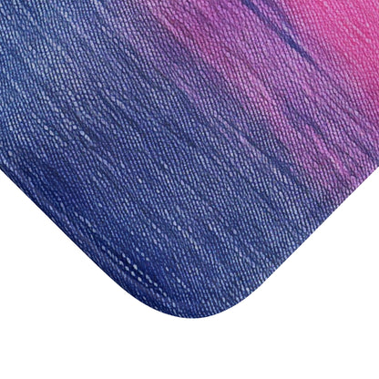 Dual Delight: Half-and-Half Pink & Blue Denim Daydream - Bath Mat