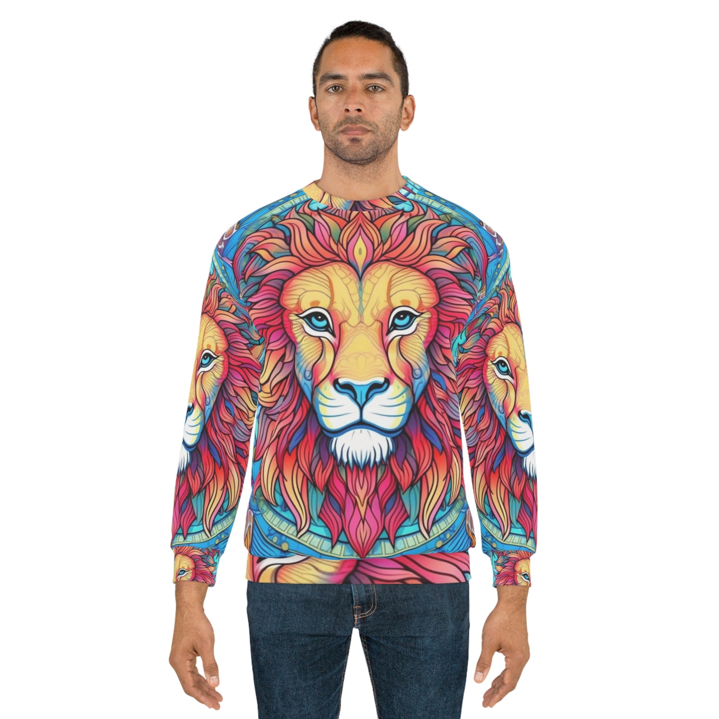 Astrological Leo - Cosmic Zodiac Constellation, Lion Symbol Art - Unisex Sweatshirt (AOP)