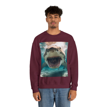 Bull Shark: River Monster Menace - Realistic Dark Water Predator - Unisex Heavy Blend™ Crewneck Sweatshirt