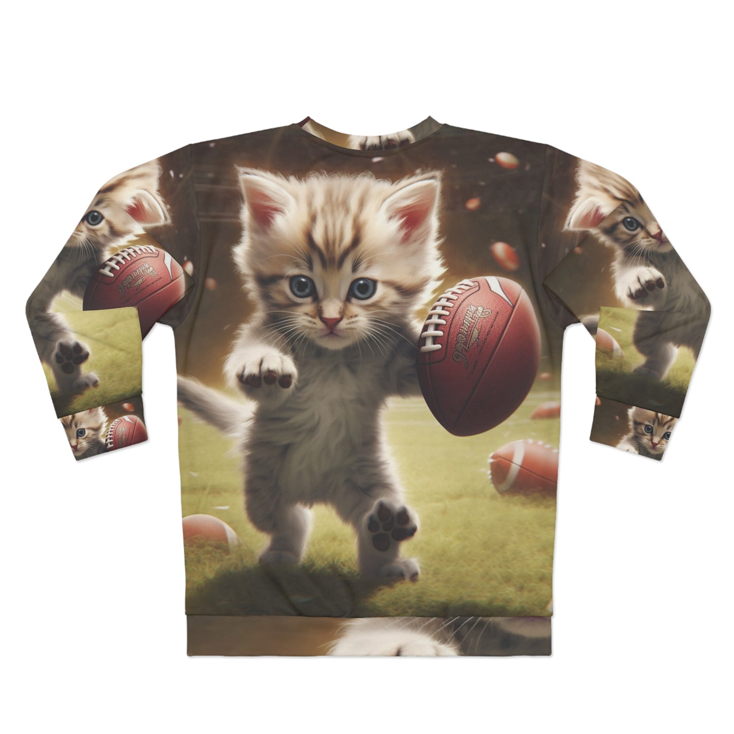 Football Kitty Fantasy: Feline Cat American Sport Quarterback - Unisex Sweatshirt (AOP)