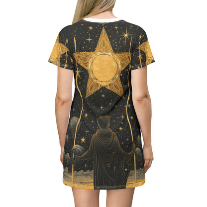 La Carta del Tarot Estrella - Símbolo de Fe y Optimismo - Vestido Camiseta (AOP) 