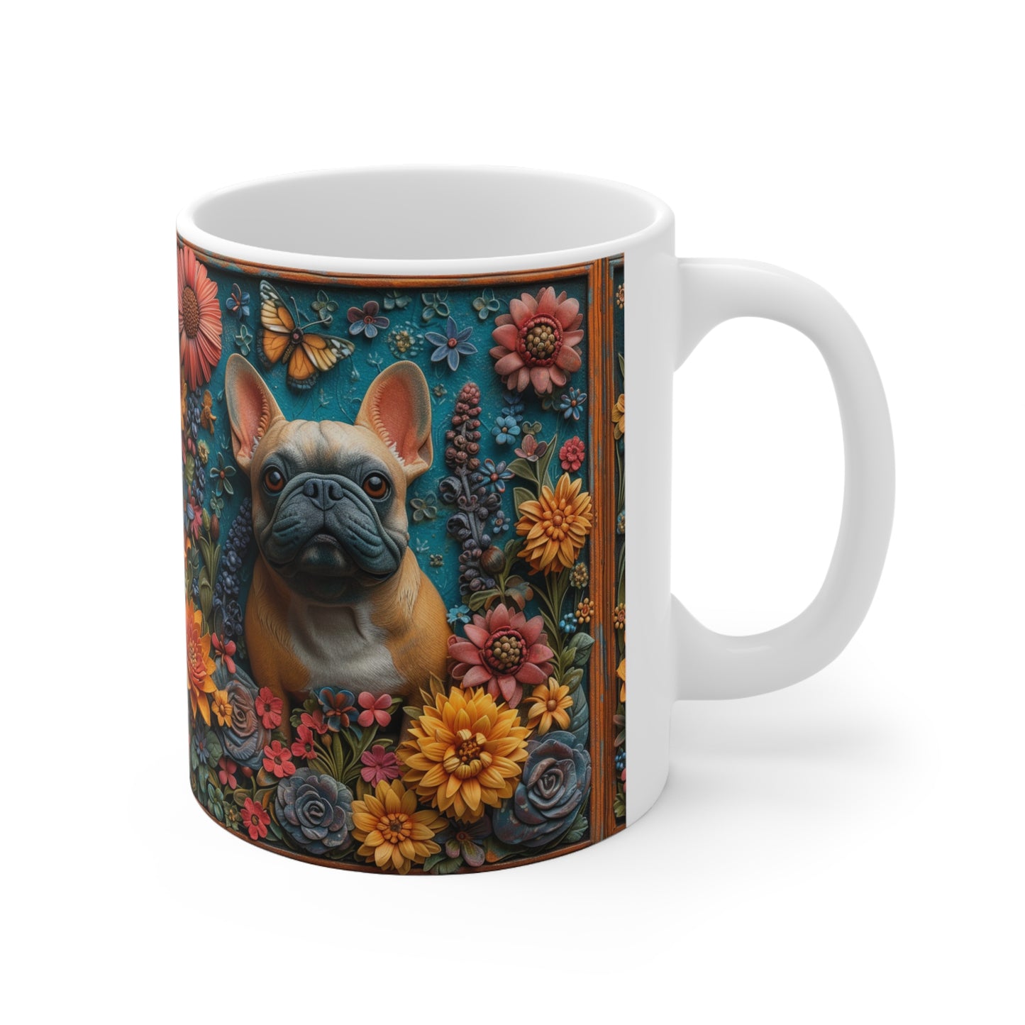 Cute French Bull Dog, 3d Style, Ceramic Mug 11oz